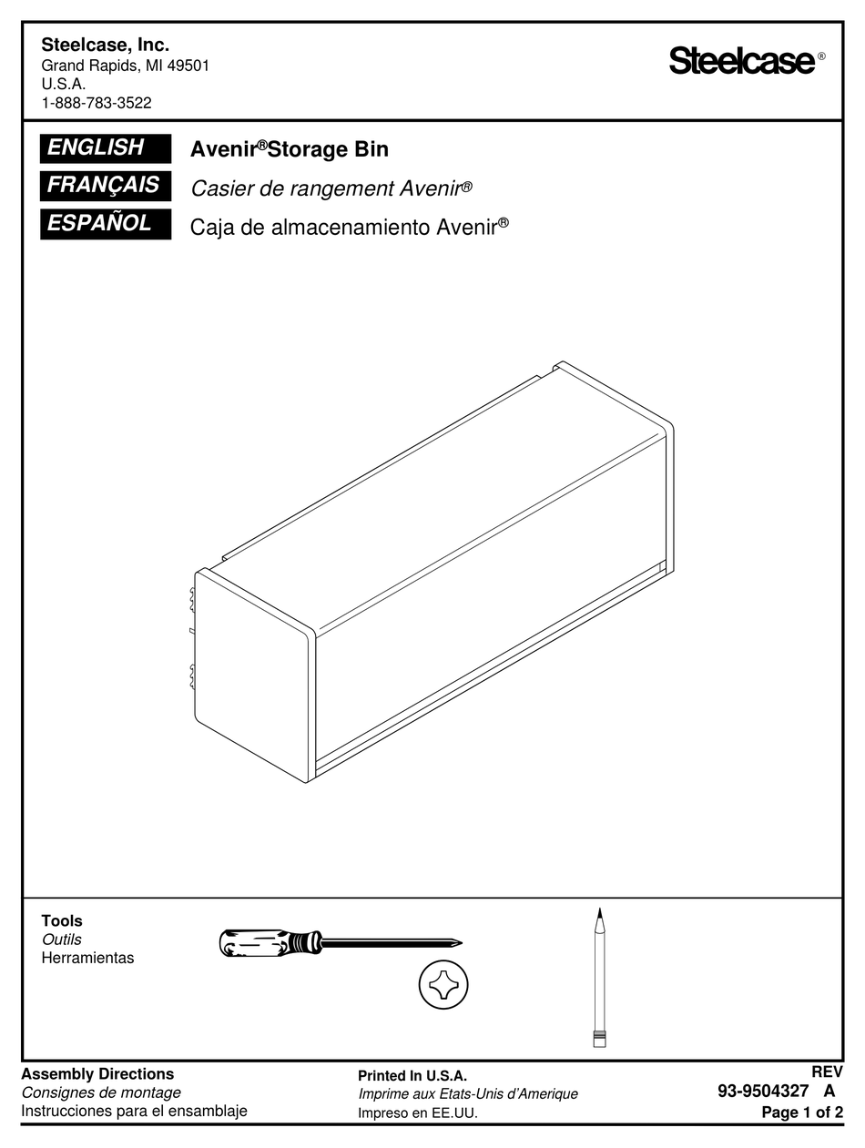 STEELCASE AVENIR STORAGE BIN ASSEMBLY DIRECTIONS Pdf Download ManualsLib   Steelcase Avenir Storage Bin 