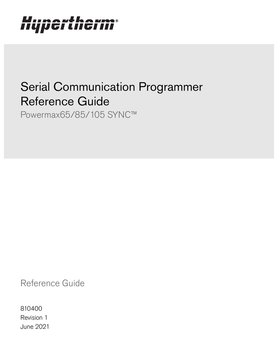 HYPERTHERM POWERMAX65 SYNC REFERENCE MANUAL Pdf Download ManualsLib