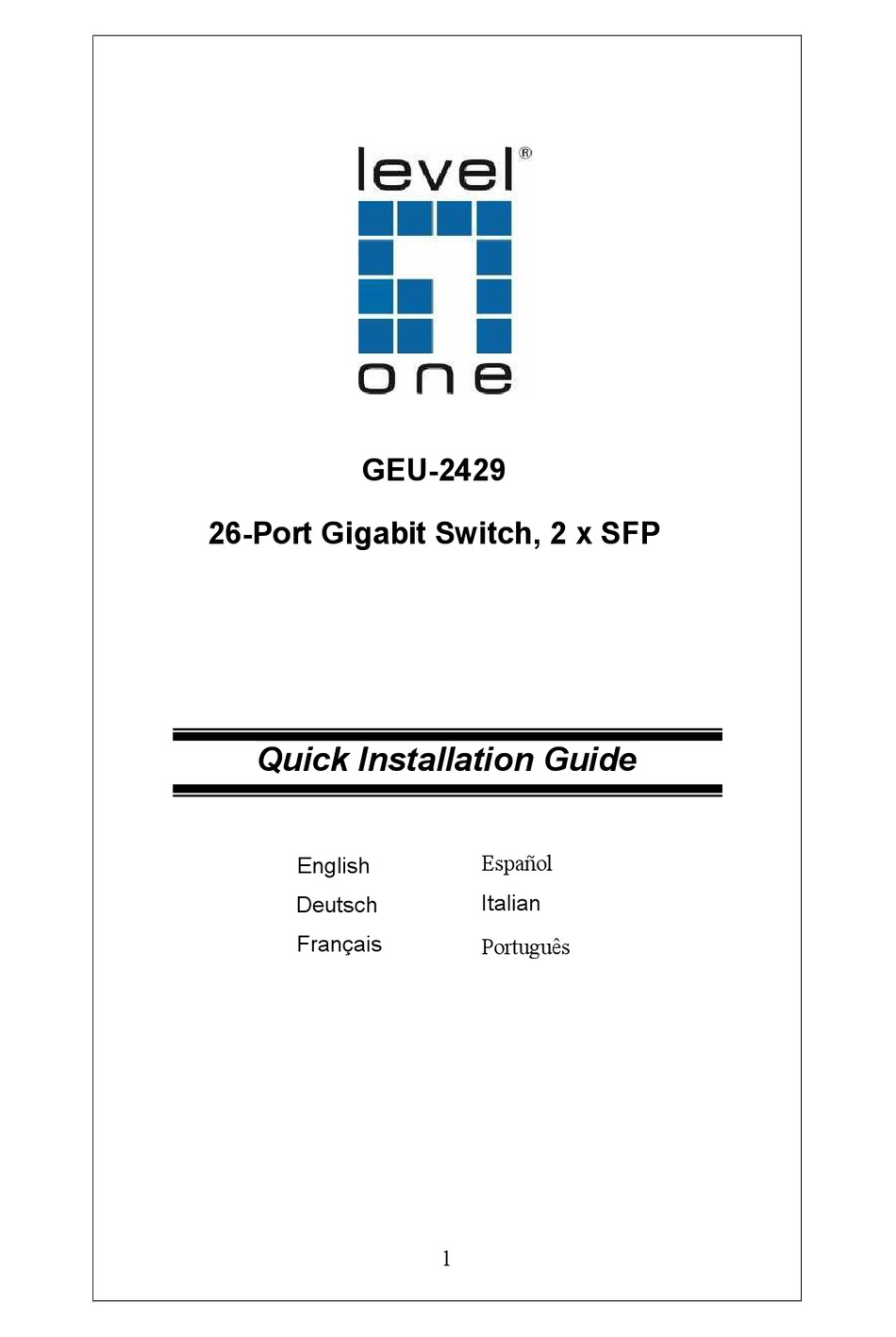 LEVELONE GEU2429 QUICK INSTALLATION MANUAL Pdf Download ManualsLib
