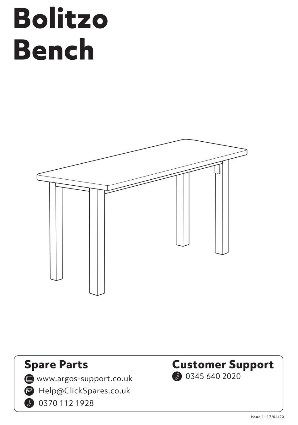 ARGOS BOLITZO 930/8583 ASSEMBLY INSTRUCTIONS MANUAL Pdf Download