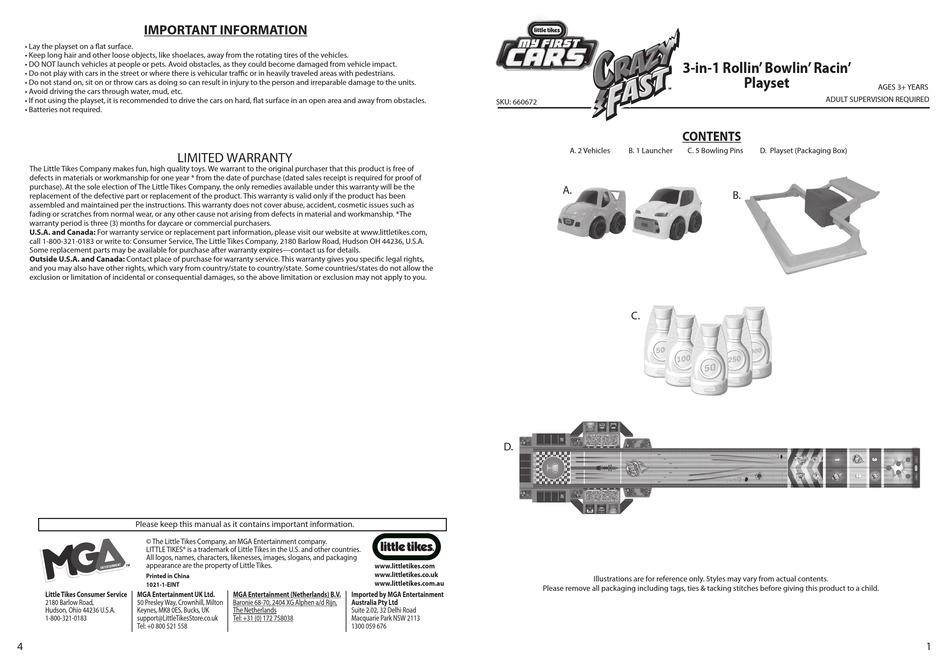 LITTLE TIKES MY FIRST CARS CRAZY FAST 3IN1 ROLLIN' BOWLIN' RACIN