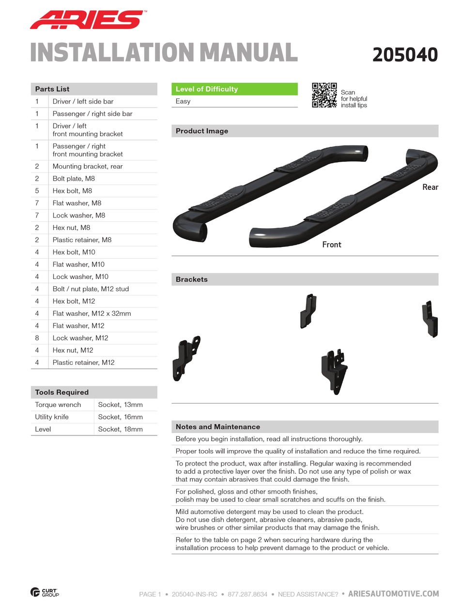 ARIES 205040 INSTALLATION MANUAL Pdf Download ManualsLib