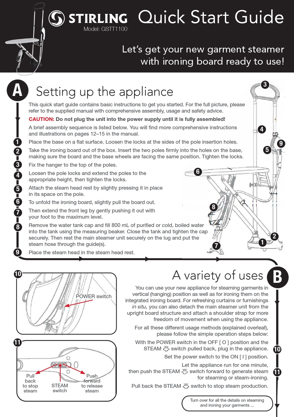 STIRLING GSTT1100 QUICK START MANUAL Pdf Download ManualsLib