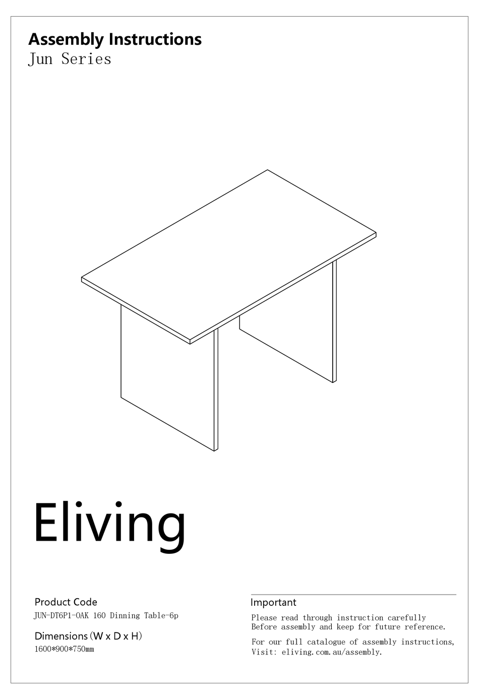 ELIVING FURNITURE JUN SERIES ASSEMBLY INSTRUCTIONS MANUAL Pdf Download