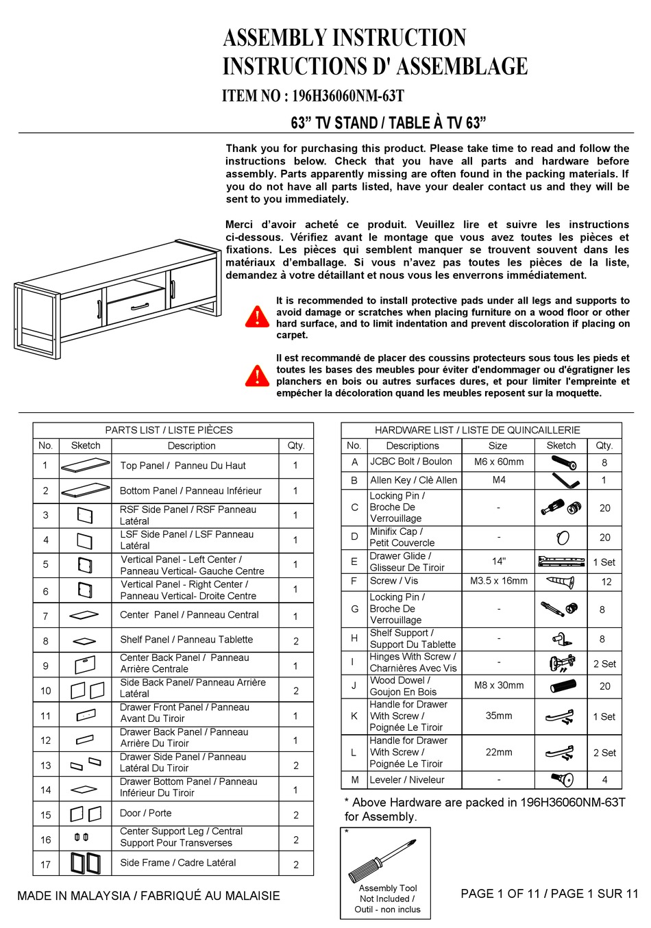 OVERSTOCK 196H36060NM63T ASSEMBLY INSTRUCTION MANUAL Pdf Download