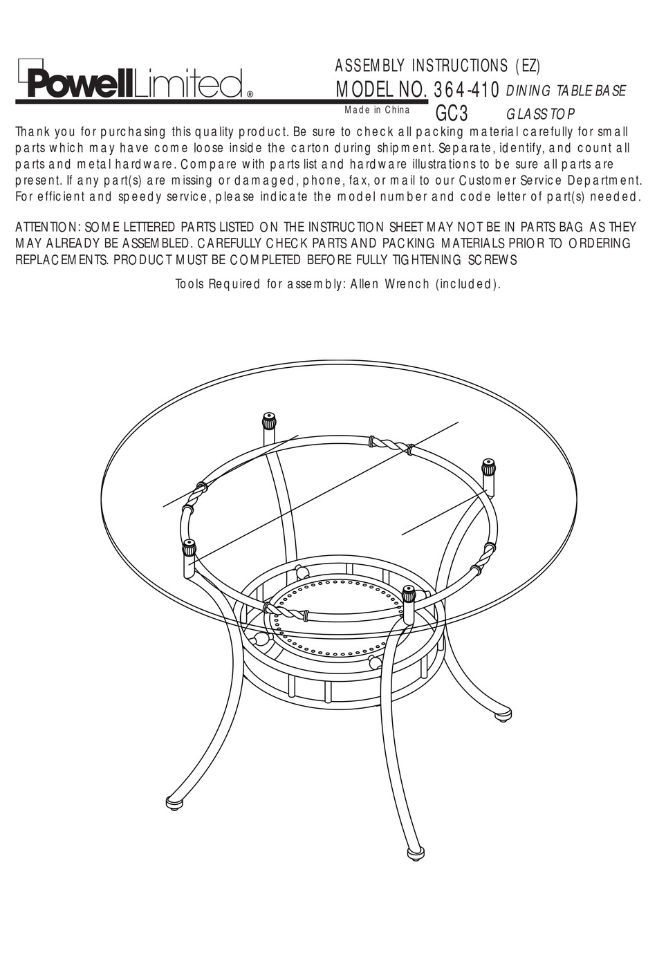 POWELL 364410 ASSEMBLY INSTRUCTIONS Pdf Download ManualsLib