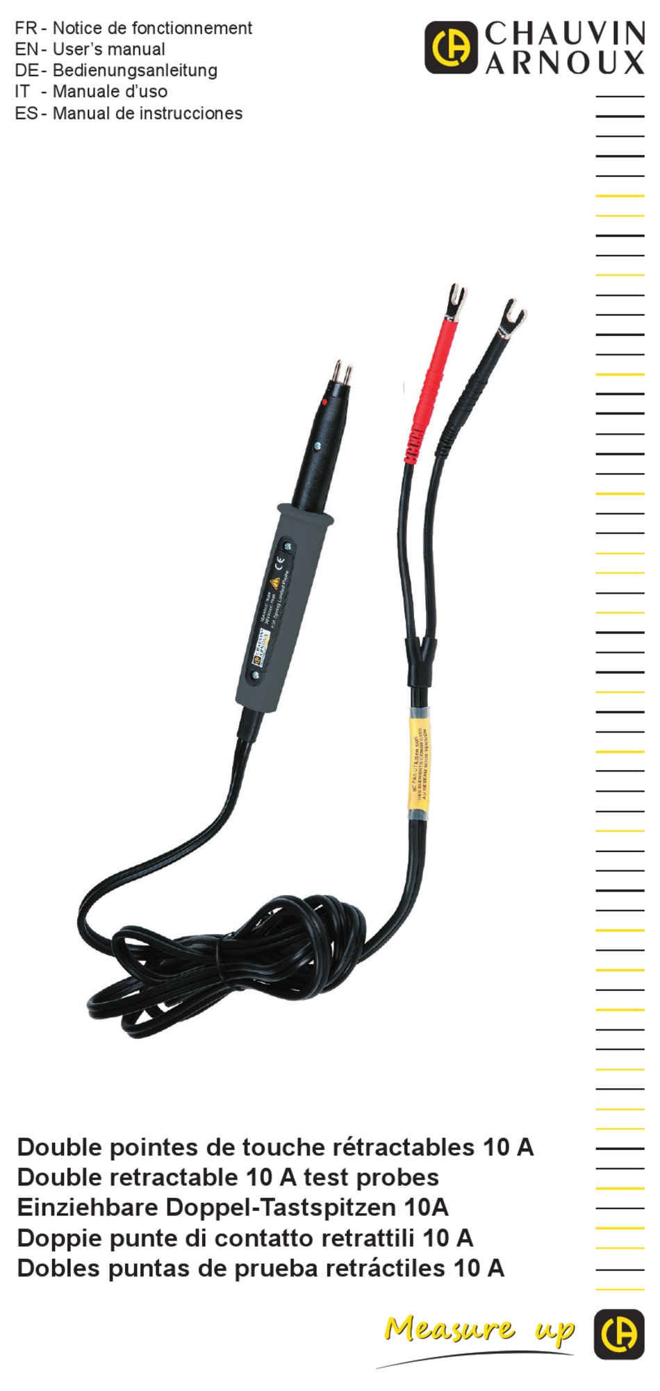 CHAUVIN ARNOUX DOUBLE RETRACTABLE 10 A TEST PROBE USER MANUAL Pdf