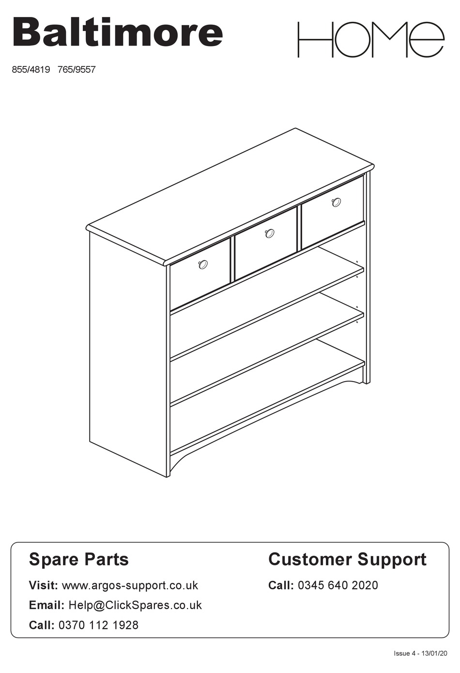 ARGOS HOME BALTIMORE 855/4819 ASSEMBLY INSTRUCTIONS MANUAL Pdf Download