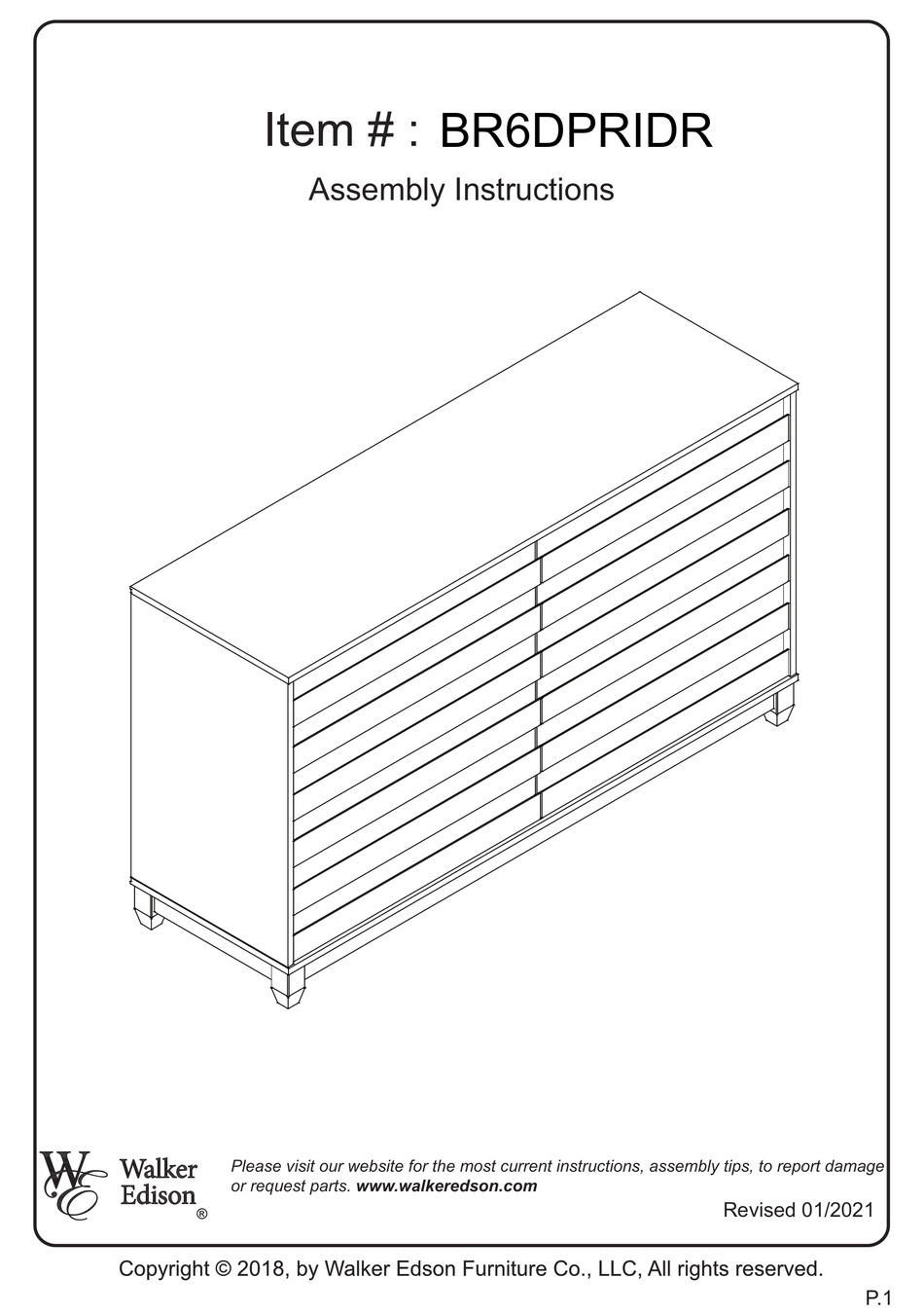 WALKER EDISON BR6DPRIDR ASSEMBLY INSTRUCTIONS MANUAL Pdf Download