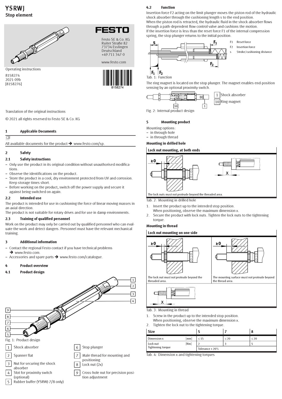 FESTO YSRWJ OPERATING INSTRUCTIONS Pdf Download | ManualsLib