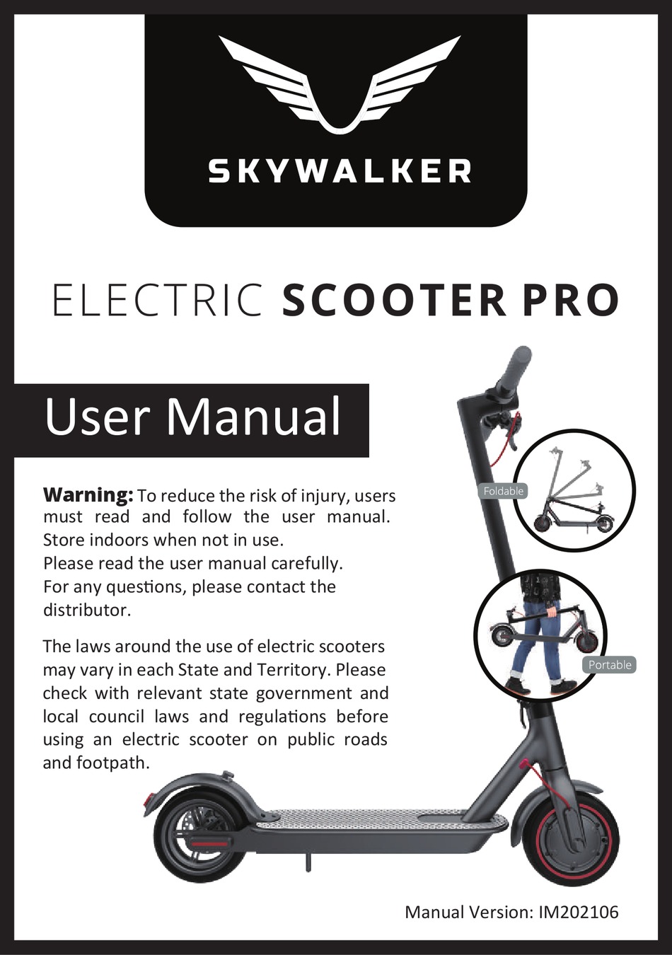 SKYWALKER ELECTRIC SCOOTER PRO USER MANUAL Pdf Download ManualsLib