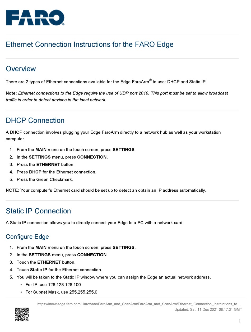 FARO EDGE FAROARM INSTRUCTIONS Pdf Download ManualsLib