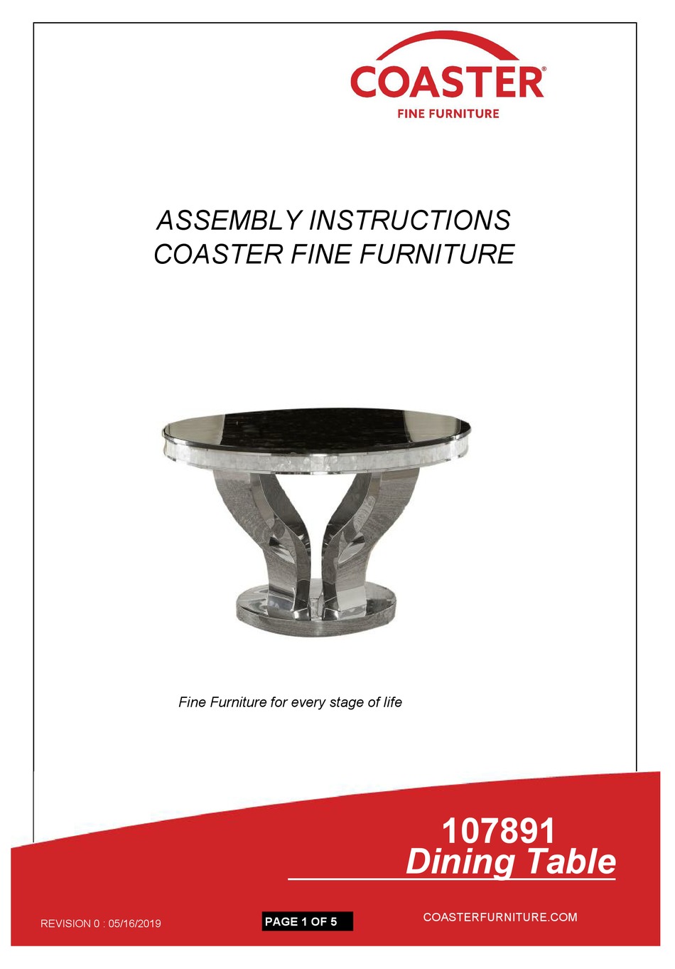 COASTER 107891 ASSEMBLY INSTRUCTIONS Pdf Download ManualsLib
