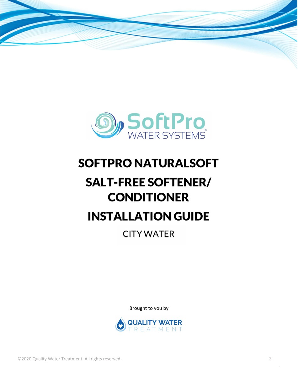 QUALITY WATER TREATMENT SOFTPRO INSTALLATION MANUAL Pdf Download ...