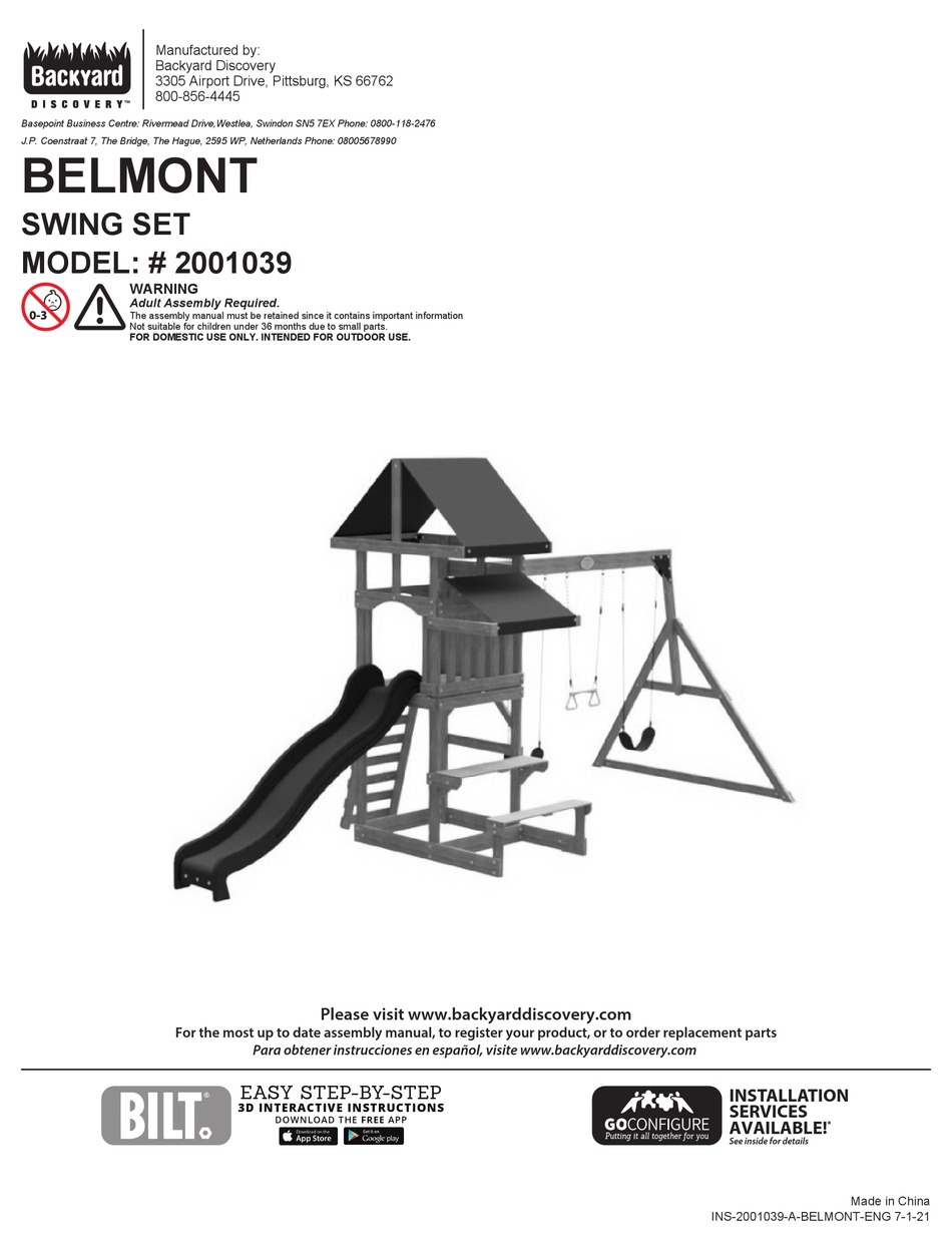 BACKYARD DISCOVERY BELMONT 2001039 MANUAL Pdf Download - BackyarD Discovery Belmont 2001039