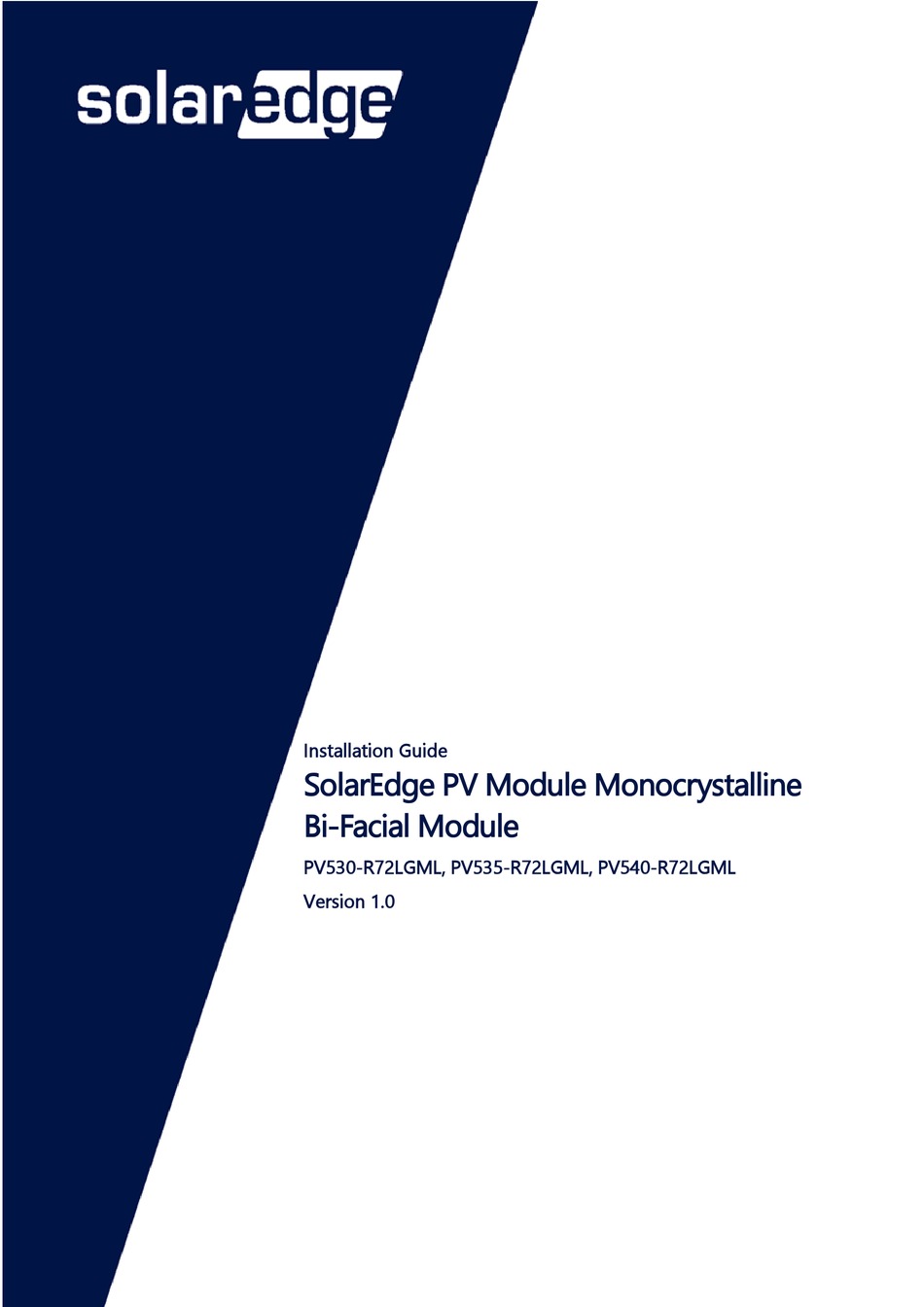SOLAREDGE PV530R72LGML INSTALLATION MANUAL Pdf Download ManualsLib
