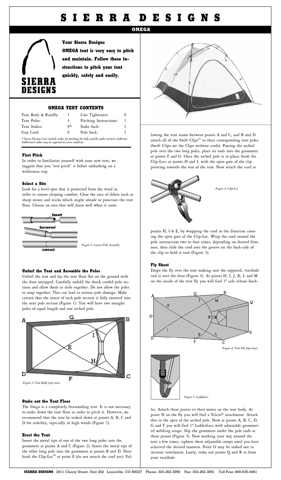 SIERRA DESIGNS OMEGA INSTRUCTIONS Pdf Download ManualsLib