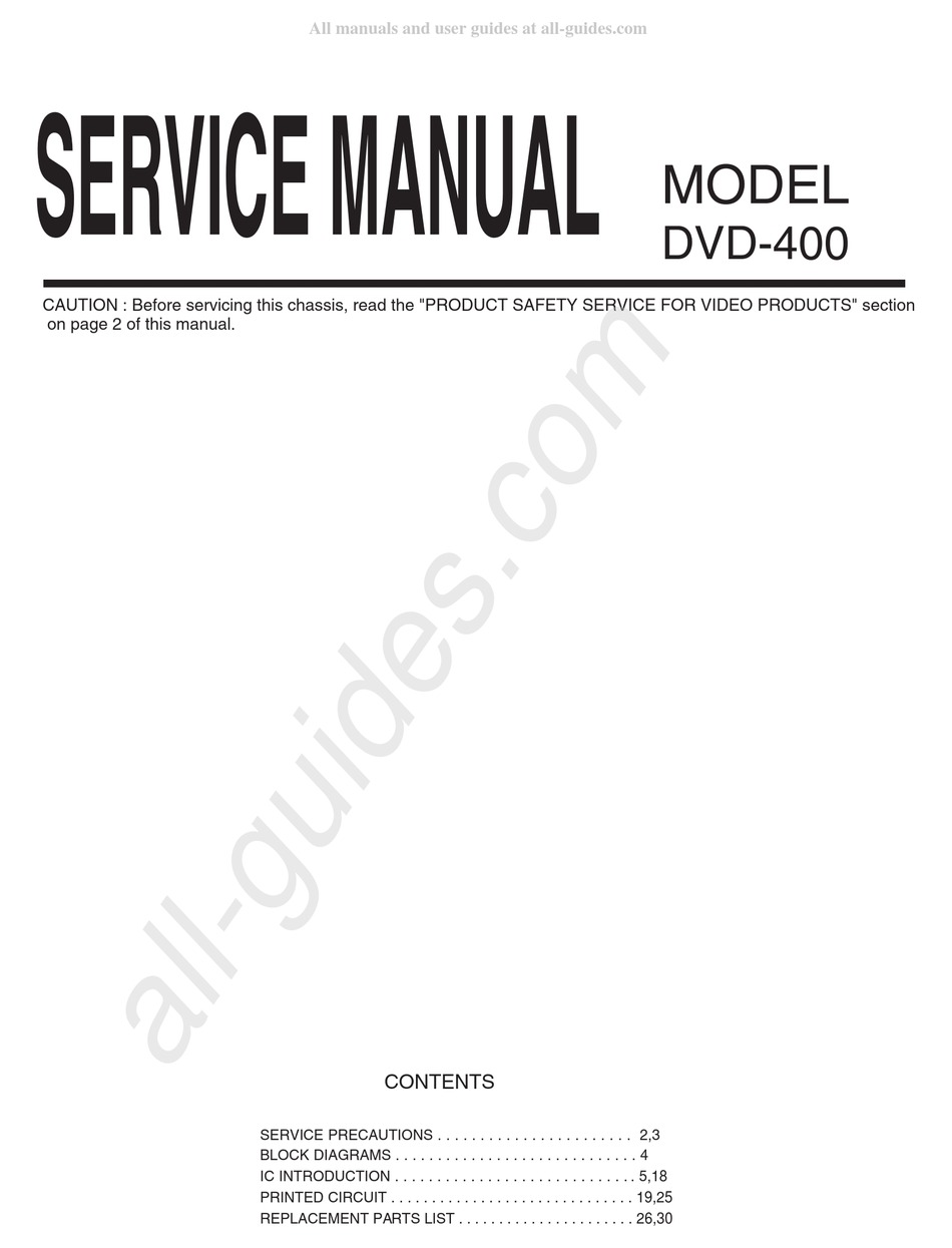PROLOGY DVD-400 SERVICE MANUAL Pdf Download | ManualsLib
