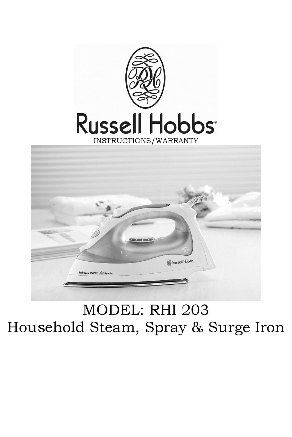 RUSSELL HOBBS RHI 203 INSTRUCTIONS & WARRANTY Pdf Download ManualsLib