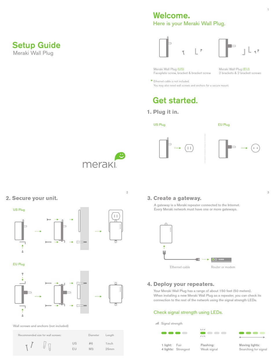 MERAKI WALL PLUG SETUP MANUAL Pdf Download ManualsLib