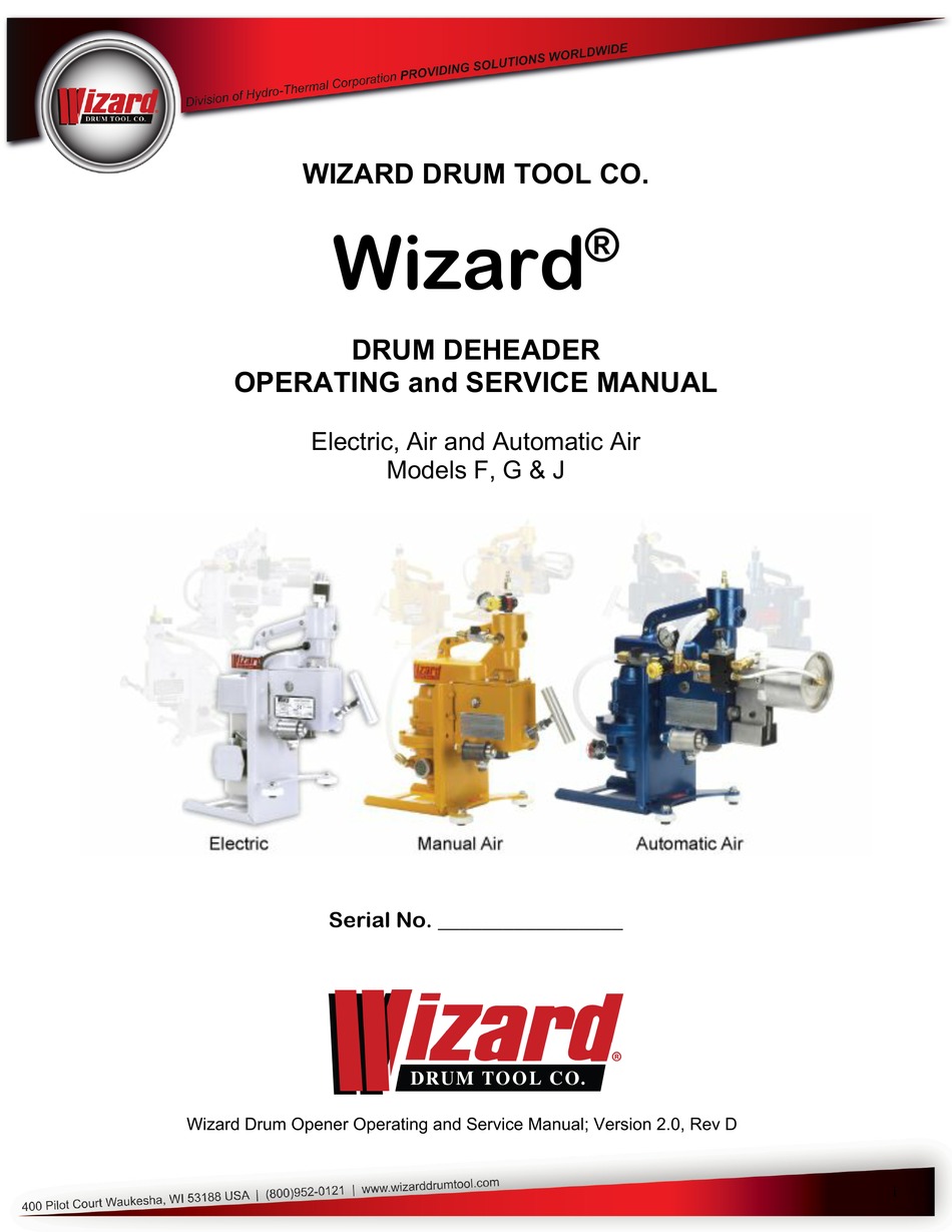 WIZARD FS OPERATING AND SERVICE MANUAL Pdf Download ManualsLib