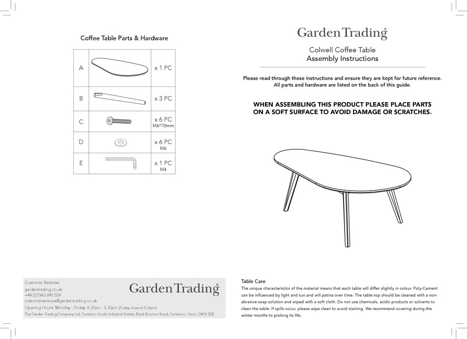 GARDEN TRADING COLWELL FUPL04 ASSEMBLY INSTRUCTIONS Pdf Download