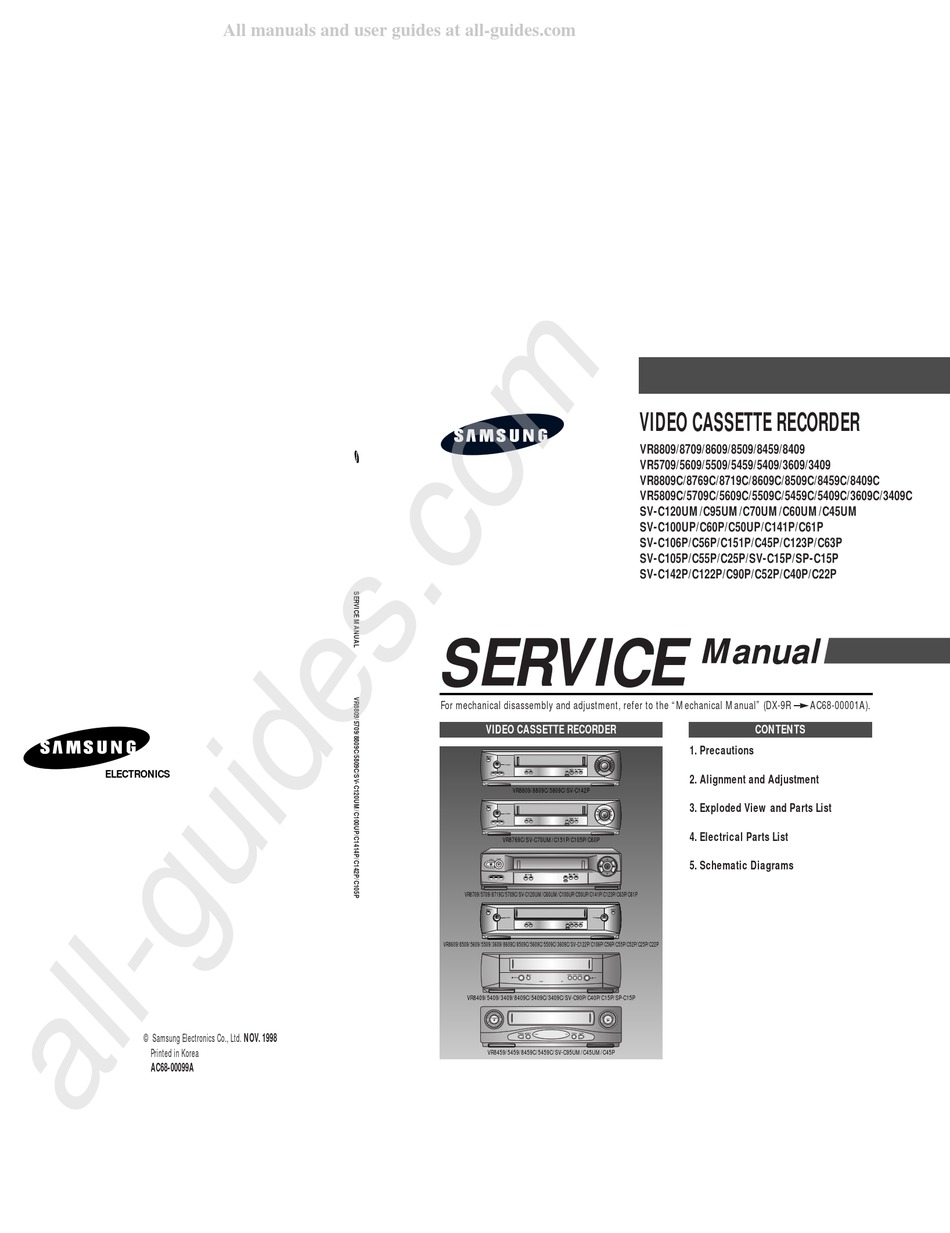 SAMSUNG VR8809 SERVICE MANUAL Pdf Download | ManualsLib