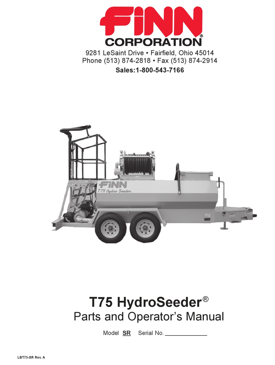 FINN T75 HYDROSEEDER PARTS AND OPERATOR