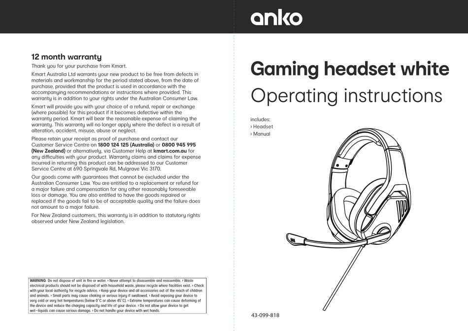 ANKO 43099818 OPERATING INSTRUCTIONS Pdf Download ManualsLib