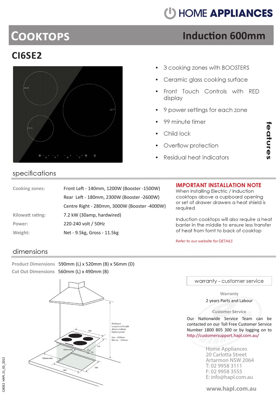 HOME APPLIANCES CI6SE2 QUICK MANUAL Pdf Download ManualsLib
