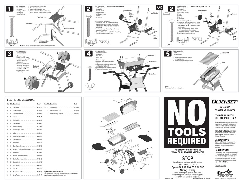 CHAR BROIL QUICKSET 463861906 OPERATING INSTRUCTIONS Pdf Download