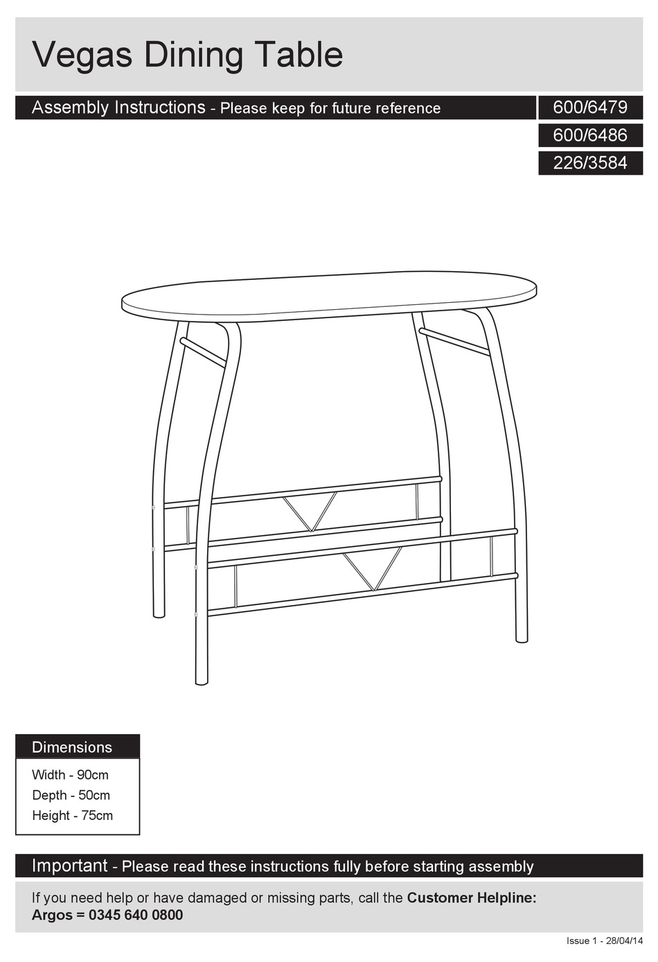 ARGOS VEGAS 600/6479 ASSEMBLY INSTRUCTIONS Pdf Download ManualsLib