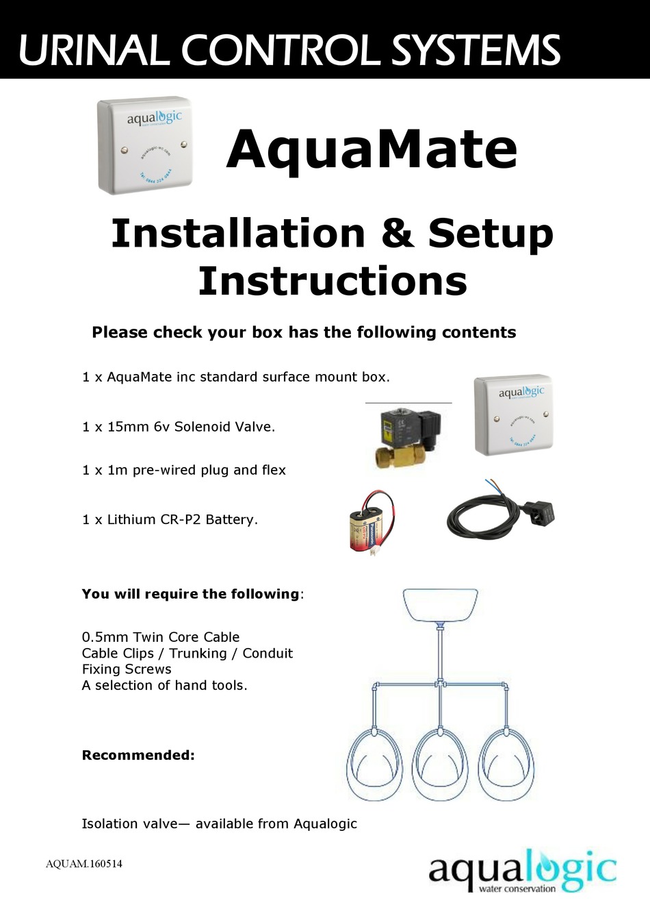 AQUALOGIC AQUAMATE INSTALLATION & SETUP INSTRUCTIONS Pdf Download