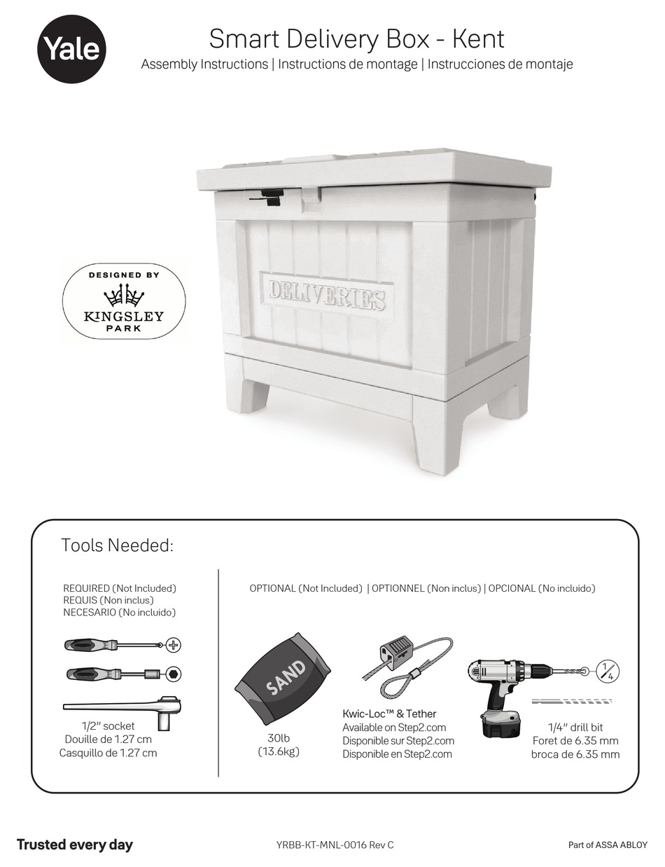 YALE SMART DELIVERY BOX KENT ASSEMBLY INSTRUCTIONS MANUAL Pdf Download