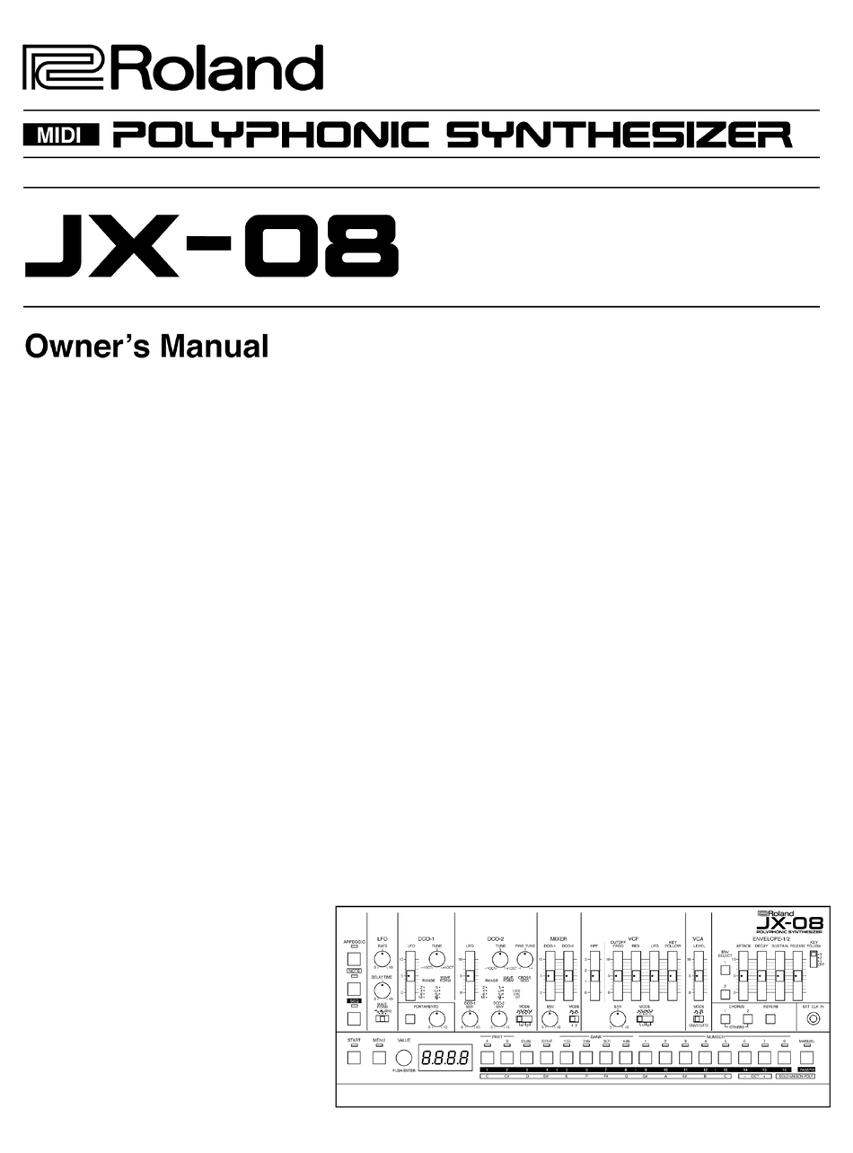 ROLAND JX08 OWNER'S MANUAL Pdf Download ManualsLib