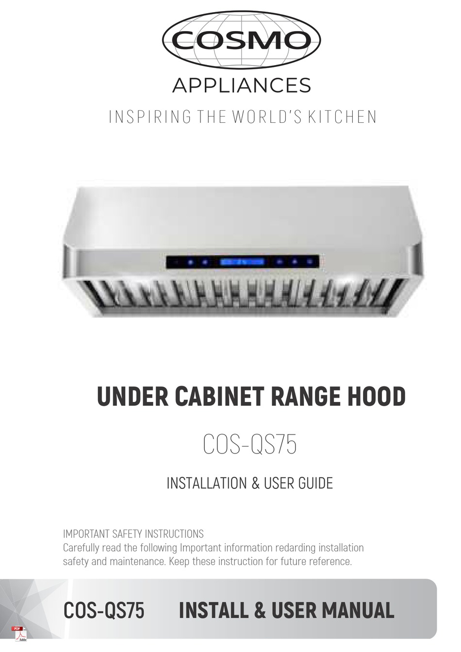 COSMO COSQS75 INSTALLATION & USER MANUAL Pdf Download ManualsLib