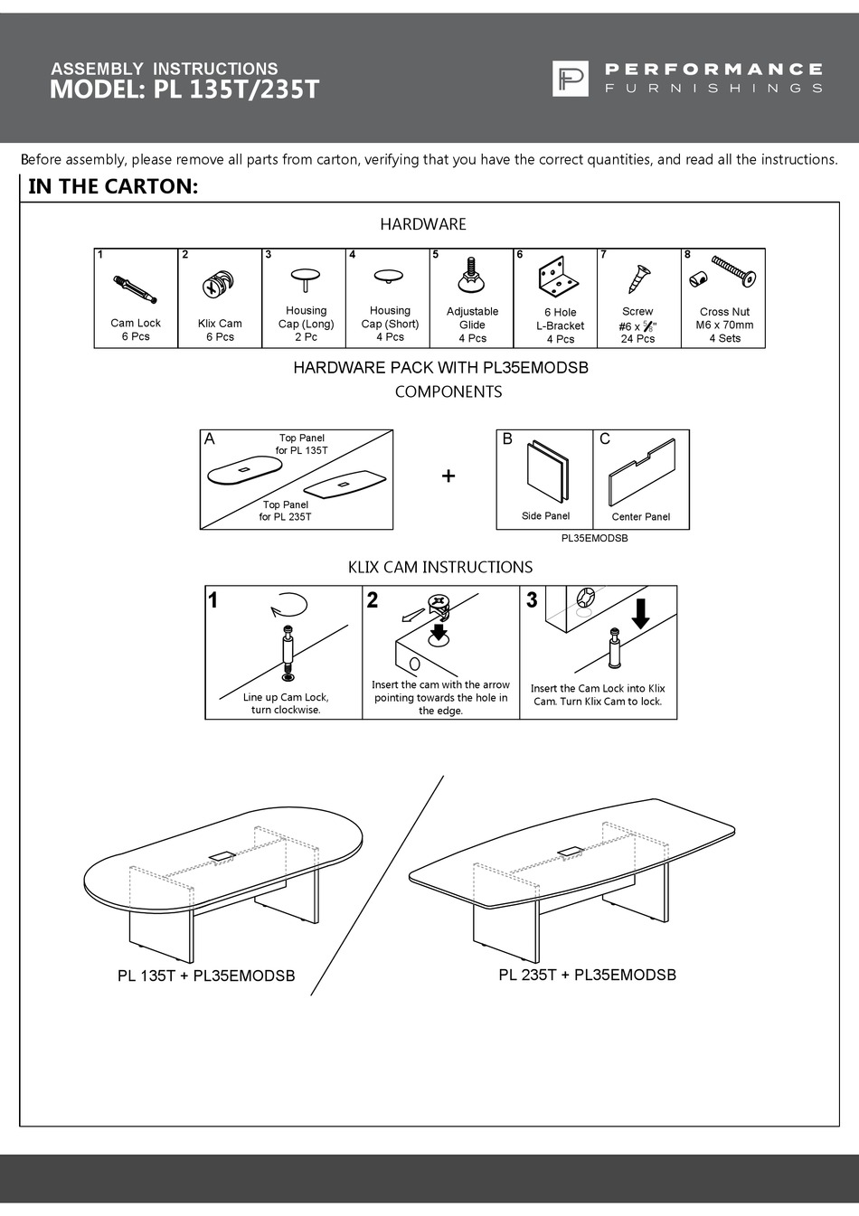 PERFORMANCE PL 135T ASSEMBLY INSTRUCTIONS Pdf Download ManualsLib