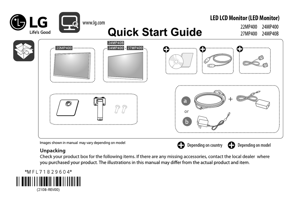 LG 22MP400 QUICK START MANUAL Pdf Download ManualsLib