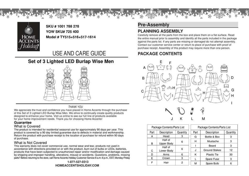 HOME ACCENTS HOLIDAY TY515 USE AND CARE MANUAL Pdf Download ManualsLib