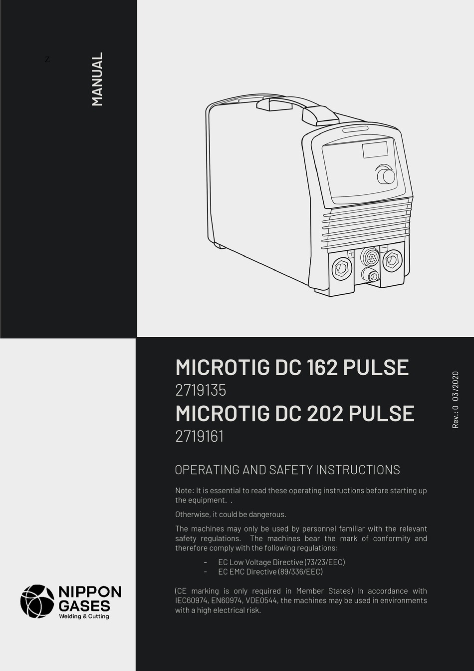 NIPPON GASES MICROTIG DC 162 PULSE OPERATING AND SAFETY INSTRUCTIONS