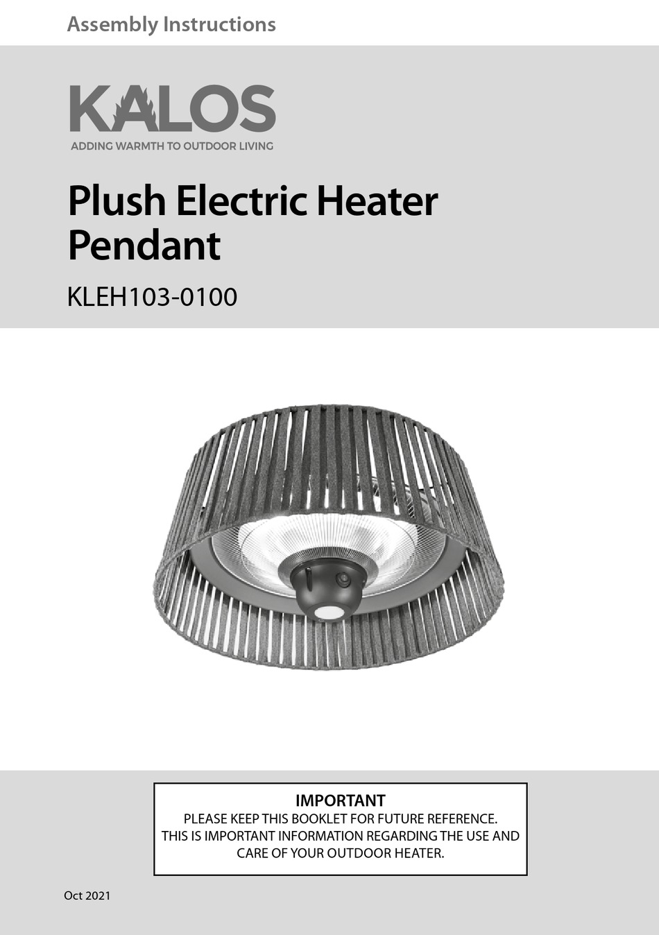 KALOS KLEH1030100 ASSEMBLY INSTRUCTIONS MANUAL Pdf Download ManualsLib
