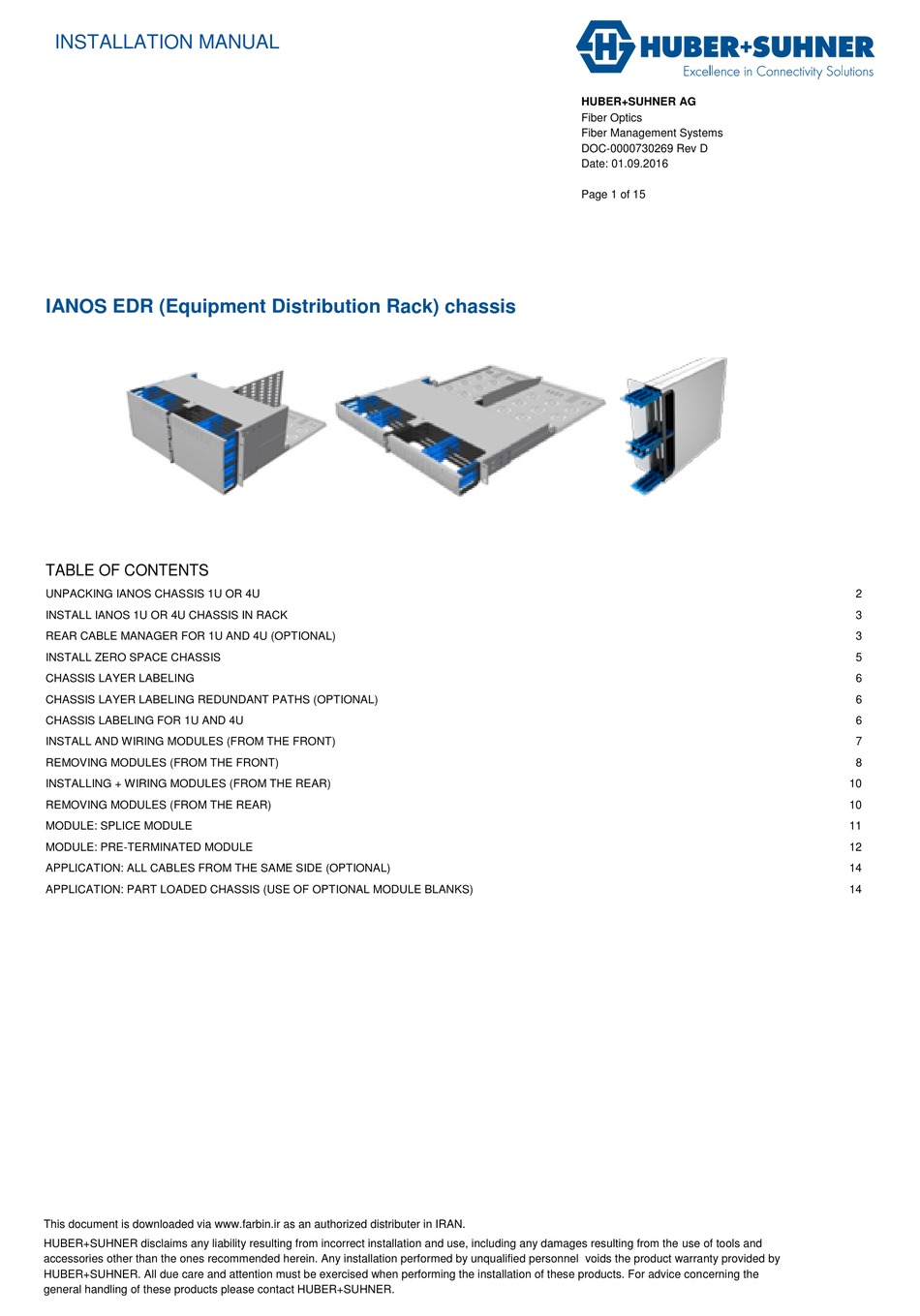 HUBER+SUHNER IANOS EDR INSTRUCTION MANUAL Pdf Download ManualsLib