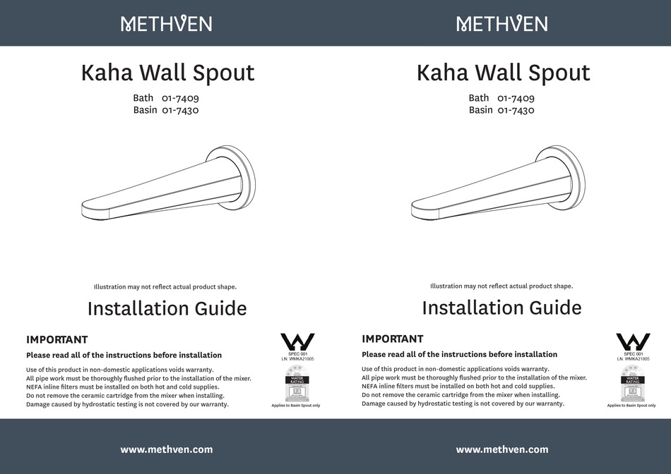 METHVEN KAHA 017409 INSTALLATION MANUAL Pdf Download ManualsLib