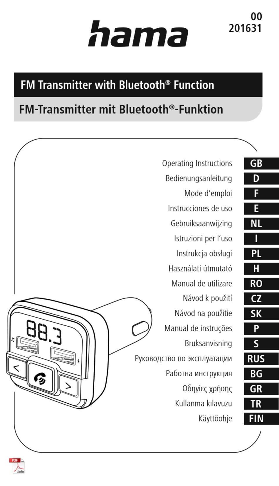 HAMA 00201631 OPERATING INSTRUCTIONS MANUAL Pdf Download | ManualsLib