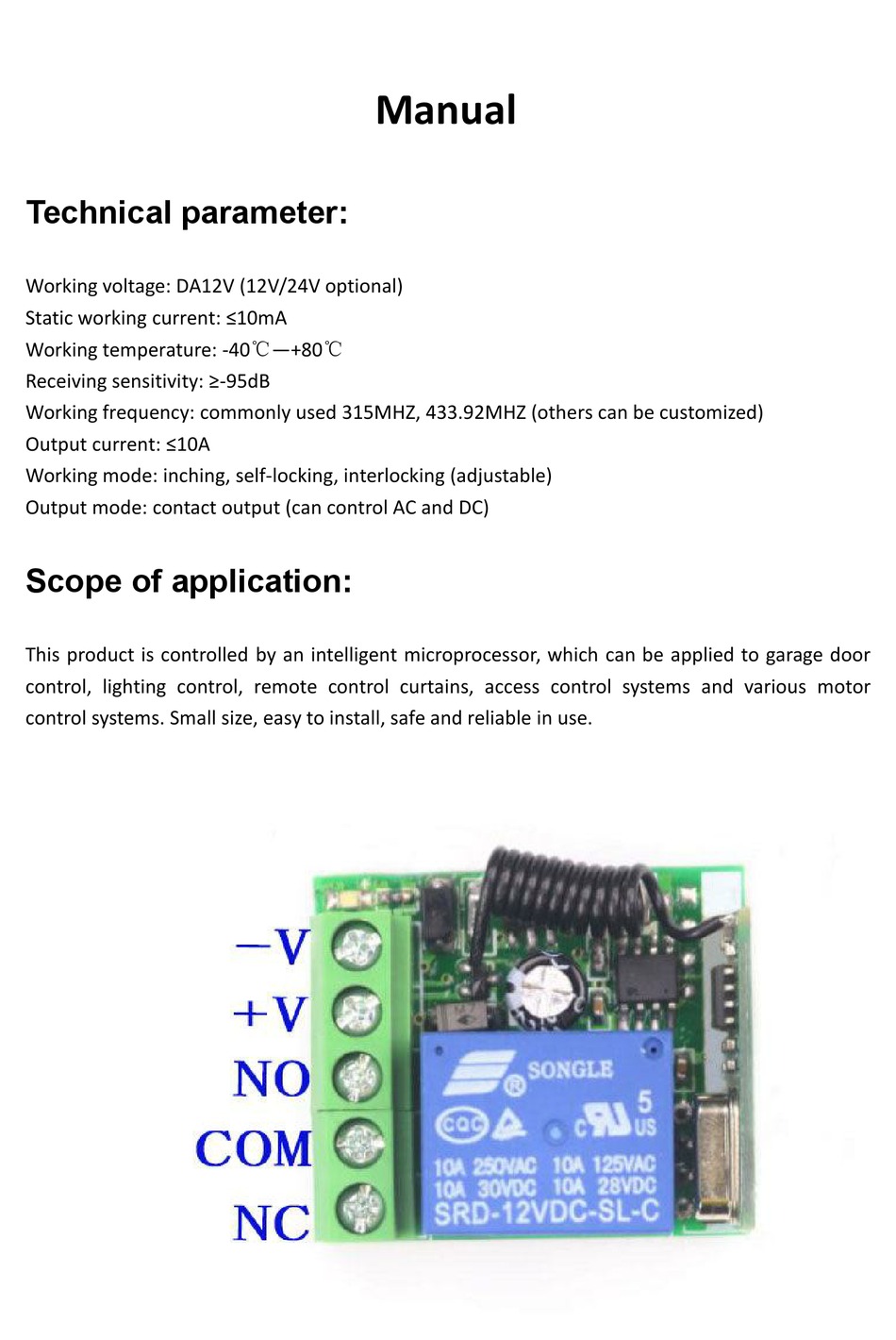 SONGLE SRD-12VDC-SL-C MANUAL Pdf Download | ManualsLib