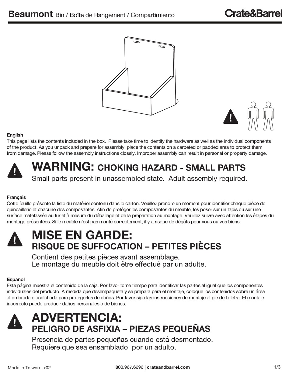 CRATE BARREL BEAUMONT ASSEMBLY INSTRUCTIONS Pdf Download ManualsLib