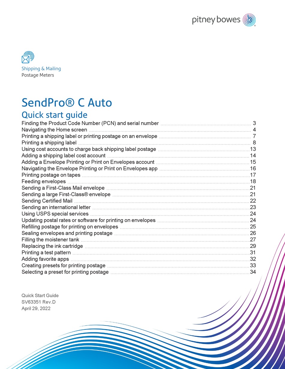 PITNEY BOWES SENDPRO C AUTO QUICK START MANUAL Pdf Download | ManualsLib