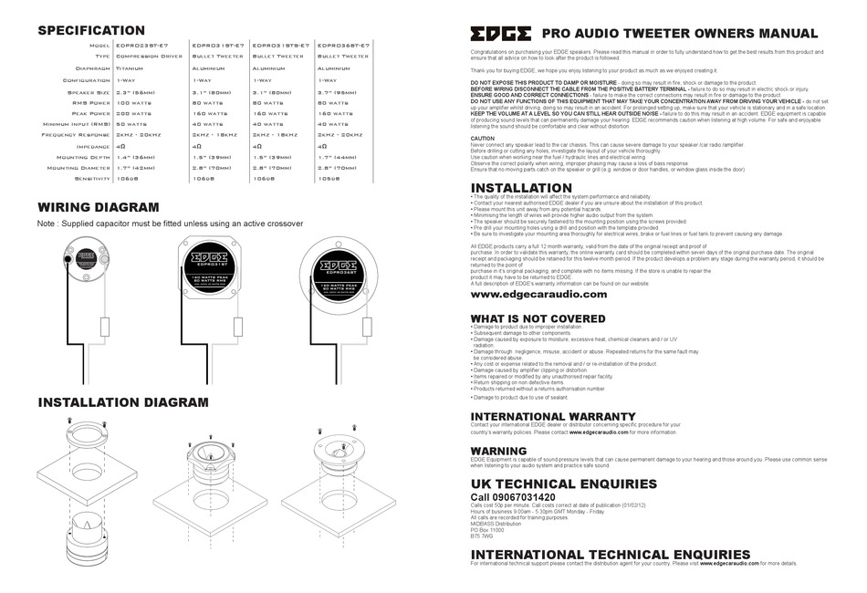 Edge edpro36bt e7 подключение