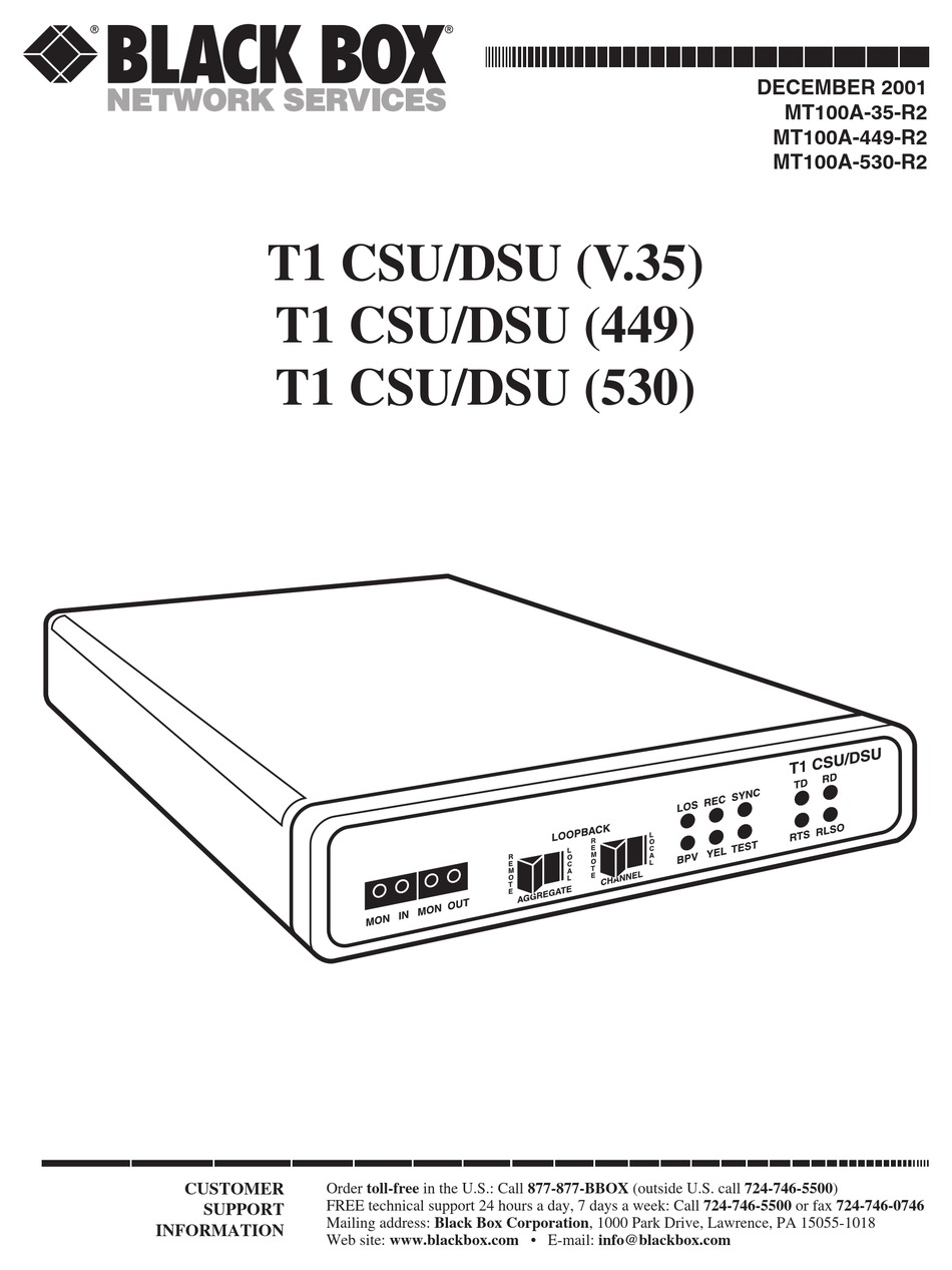 BLACK BOX T1 CSU/DSU MANUAL Pdf Download ManualsLib