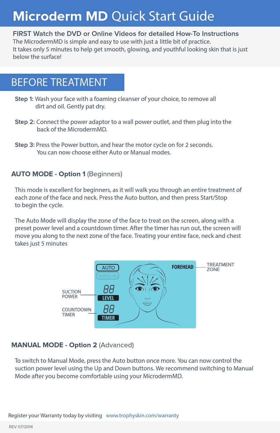 TROPHY SKIN MICRODERM MD QUICK START MANUAL Pdf Download | ManualsLib